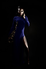 Fototapeta na wymiar African Sax Lady