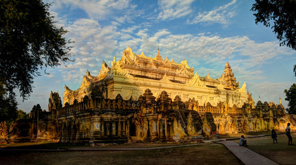 Maha Aungmye Bonzan temple at sunset, Ava, Myanmar