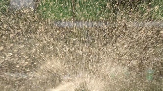 Close up water sprinkler, Dark background.

