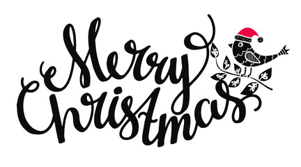 Christmas Holiday banner. Bullfinch