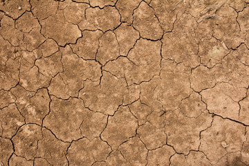 Cracked dry brown soil background, global warming effect