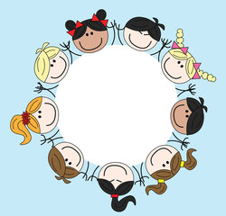 mixed ethnic children frame border