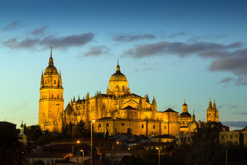 Fototapeta na wymiar Dusk view of Cathedral of Salamanca