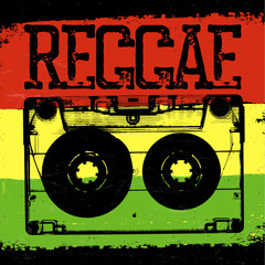 Audiocassette and Reggae lettering. Vector reggae design with au