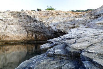 Giola - natural pool in Thassos island, Greece. Beautiful details and reflexions