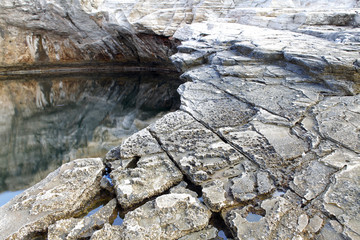 Giola - natural pool in Thassos island, Greece. Beautiful details and reflexions