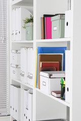 bookcase with folders in the office businessman
