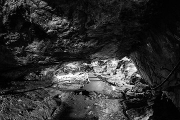 Scene from Ialomita cave, near Padina plateau, Bucegi, Romania