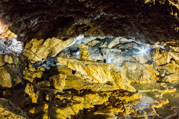 Scene from Ialomita cave, near Padina plateau, Bucegi, Romania