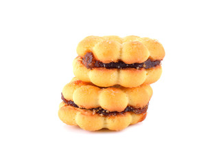 biscuits, filled with pineapple jam isolated on white background