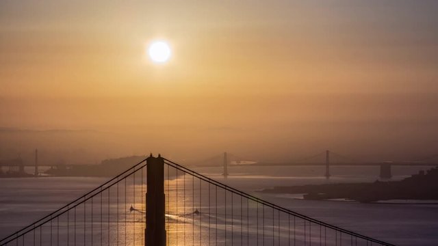 Sunrise On The Golden Gate Bridge And San Francisco Timelapse