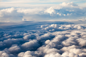 Beautiful, dramatic clouds and sky viewed from the plane. High resolution and quality