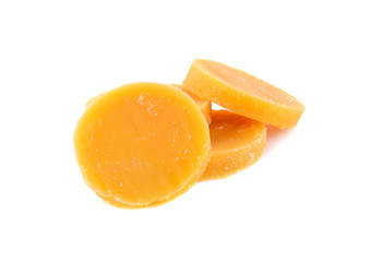 Yellow juice isolated on a white background.