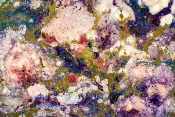 Abstract composition with mix of oil, water and colorful ink. Pollution concept