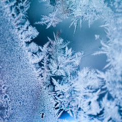 Ice flowers on glass - texture and background