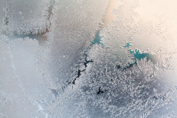 Ice flowers on glass - texture and background. High resolution and sharp, beautiful details