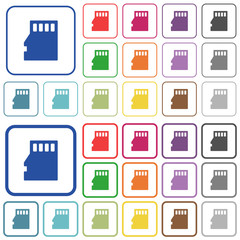 Micro SD memory card color outlined flat icons