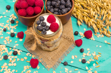 oat, oatmeal and fresh fruits