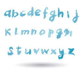 Modern Vector Watercolor Alphabet. ABC Painted Letters. 