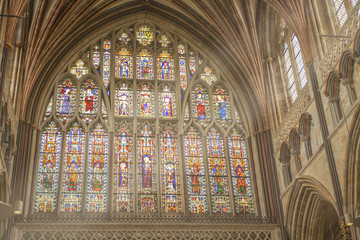Stained glass window in Exeter Cathedral - obrazy, fototapety, plakaty