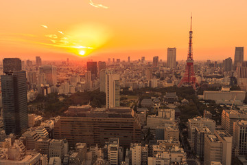Naklejka premium Nocny widok Tokyo Tower