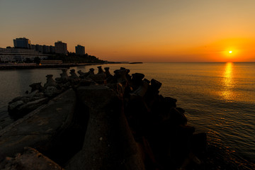 Sunrise at black sea,Olimp,Romania - obrazy, fototapety, plakaty