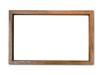 rectangle blank wood frame on white background