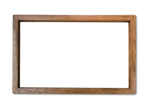 rectangle blank wood frame on white background