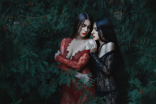 Half-naked girl in the trees.