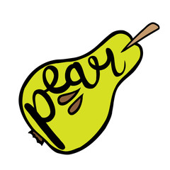Pear Fruit Written In Its Silhouette