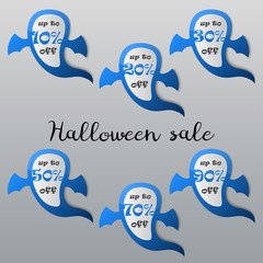 Halloween sale tags set. Halloween ghost