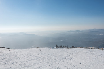 Fototapeta na wymiar top view mountain ski slop