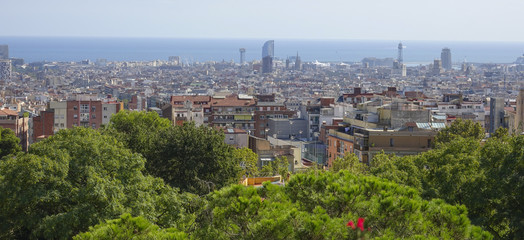 Beautiful view over Barcelona from Park Guell