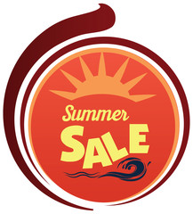 Summer sale advertising vector design banner tag isolated in whi