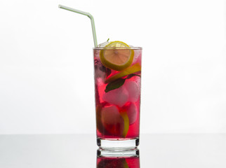 fresh iced fruit drink with lemon