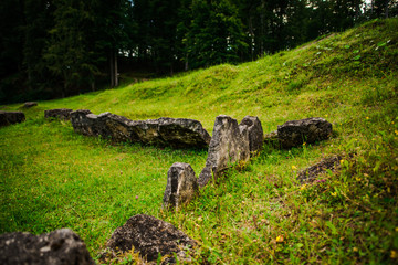 Ruins of Sarmisegetusa Ulpia Traiana fortress from Transylvania , Hunedoara , Romania