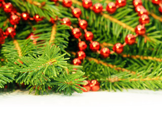 New Year's background. Decorated Christmas Tree on white