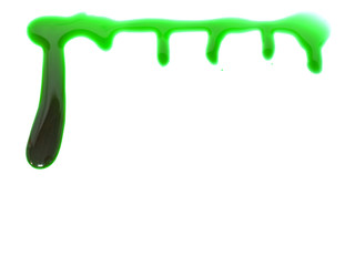 Dripping green blood isolated on white