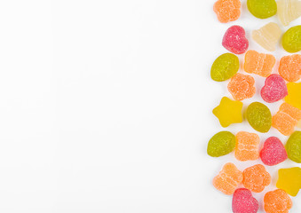 Marmalade jelly colorful candies on white