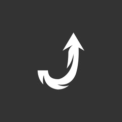 Up arrow logo. Vector icon on black background