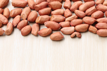 Obraz premium dry peanut on wooden background.
