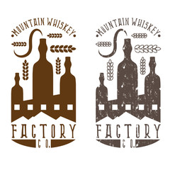 vintage vector labels set of whiskey factory
