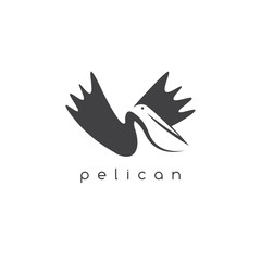 pelican negative space concept vector design template