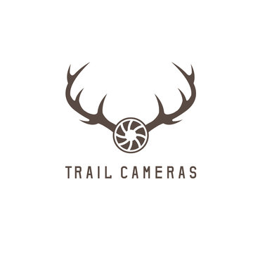 deer horns and trail camera vector design template