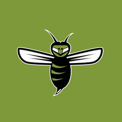 agressive bee or wasp mascot vector design template