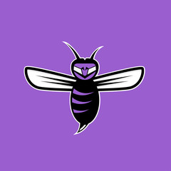 agressive bee or wasp mascot vector design template