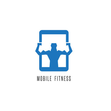 mobile fitness abstract illustration with phone and man