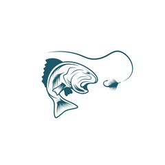 largemouth bass and lure vector design template