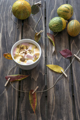 Christmas coffee with marshmallow and cinnamon sticks