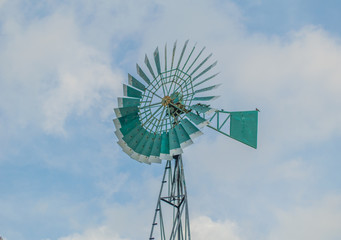 wind turbines farm with bluesky background